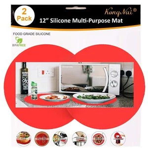 Silicone Microwave Mat 12 Inch, Non Stick Turntable Safe Baking 12, Red - Picture 1 of 5