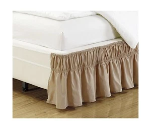 Bed Skirt Ruffled Easy Fit Wrap Around Adjustable Elastic Strap Tailored Drop - Picture 1 of 1