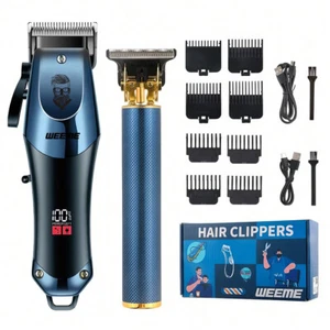 Professional Hair Clippers Cordless Trimmer Beard Cutting Machine Barber Set - Picture 1 of 17