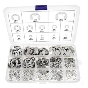 Kit surtido de 515 piezas de anillo de retención de clip electrónico de acero inoxidable 1,5-15 mm CS - Imagen 1 de 6