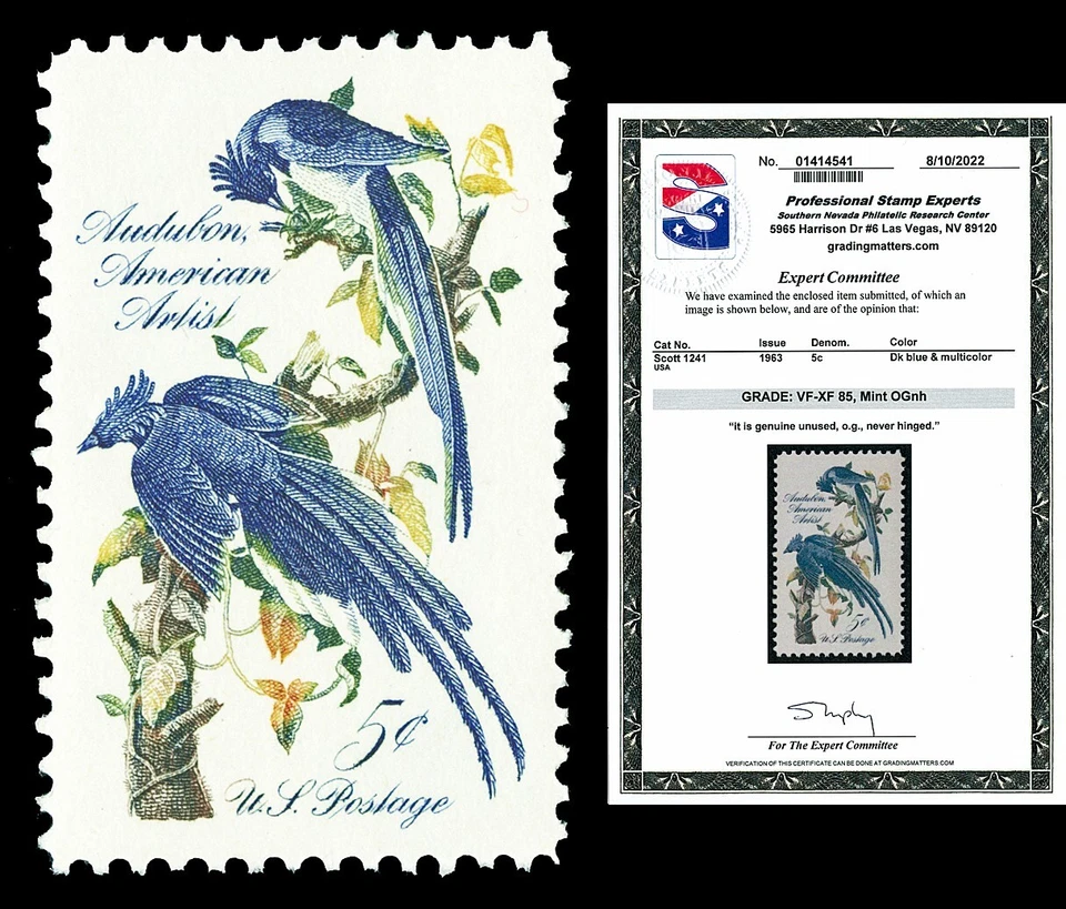 Scott 1241 1963 5c Audubon Issue Mint Graded VF-XF 85 NH with PSE CERT - Image 1 of 1