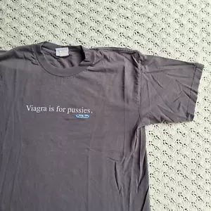 Vtg Porn Star Viagra Is For Pussies Skateboard Graphic T Shirt Grey - Large - Picture 1 of 8