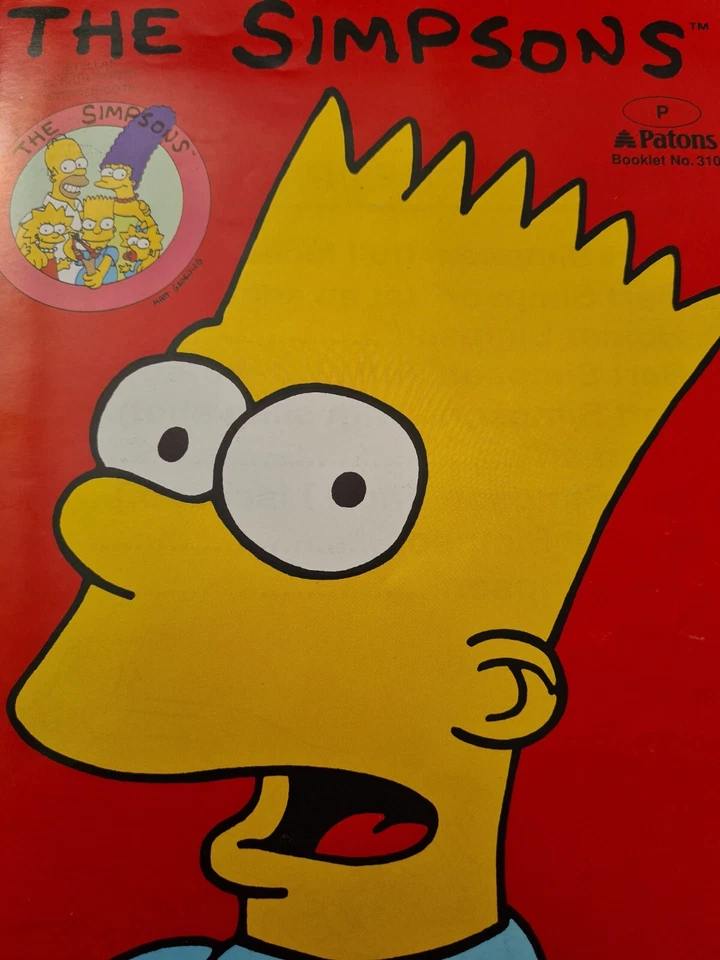 The Simpsons 9 design vintage intersia double knitting pattern children adult - Image 1 of 4