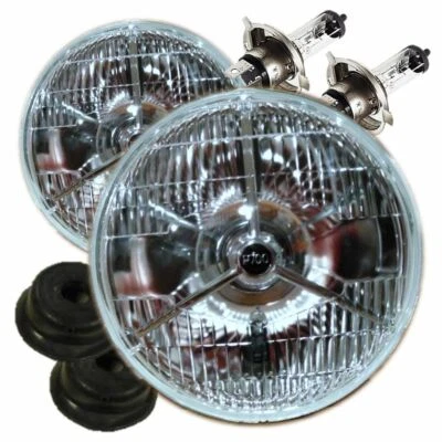 LUCAS TYPE P700 7 INCH TRIPOD TRI-BAR HEADLAMPS HEADLIGHTS HALOGEN H4 CONVERSION - Image 1 of 4