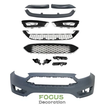 Front Bumper Cover&Upper Lower Grill&Lower Lip For Ford Focus 2015-2018 S/SE/SEL - Image 1 of 4