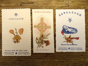 Lot de 3 images pieuses religieuses fleurs Jerusalem Bethlehem - Imagen 1 de 1