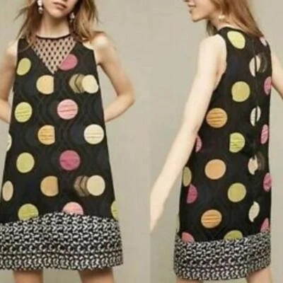 Vestido recto Maeve Anthropologie motivo negro tilde jacquard talla XS lunares CR Foto 1 de 4
