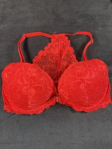Sujetador Victorias Secret ROSA Fecha Espalda Corredora 34DD Rojo Encaje - Imagen 1 de 10