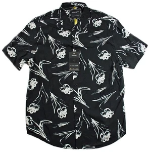 Denim & Flower Mens Shirt M Regular Fit Button Front Short Sleeve Black & White - Picture 1 of 5