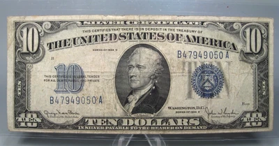 1934  $10 TEN DOLLAR Silver Certificate. B/A Block. - Image 1 of 4