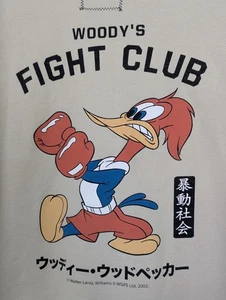 VTG Riot Society Hoodie Mens XL Woody Woodpeckers Fight Club Beige Y2K Boxing - Picture 1 of 8