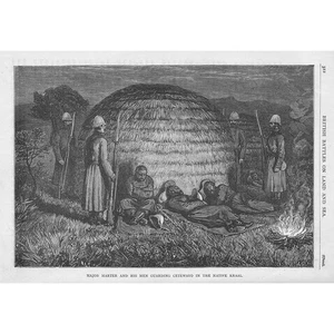ZULU WAR British Troops Guarding King Cetewayo - Antique Print c1890 - Picture 1 of 1