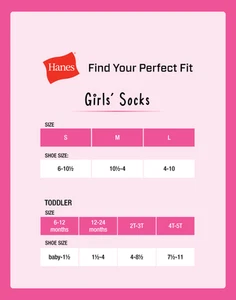 Hanes No-Show Socks 6-Pack Originals Girls Moisture-Wicking Comfortable Stretch - Picture 1 of 11