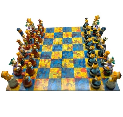 The Simpsons Chess Set in Collectable Tin Box 100% Complete Set Vintage 2001 - Photo 1/4