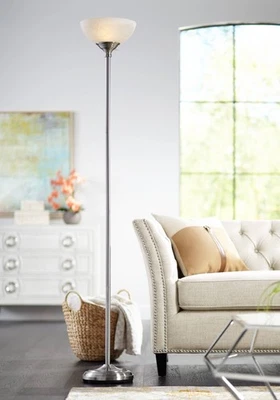 Lámpara de Pie Antorcha Moderna Maddox 71" Alto Níquel Satinado para Salón Dormitorio Foto 1 de 4