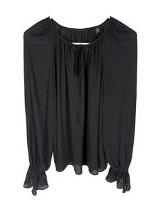 TAHARI Bluse Gr. Large schwarz transparent Plissee Academia Edwardian Karriere Flirty NEU - Bild 1 von 6