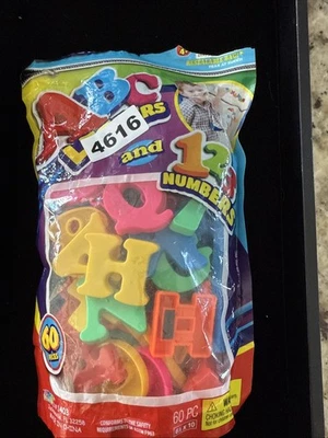 60pc Fridge Magnet ABC's & 123's -letters, numbers. Plastic Magnetic. 4616 - Image 1 of 4