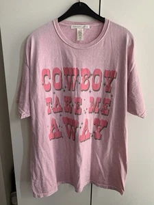 Altar'd State pink cowboy graphic tee L/XL trendy fashion summer BRAND NEW - Picture 1 of 8