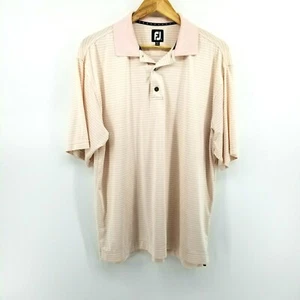Foot Joy Men's Short Sleeve Pink Striped Lightweight Golf Polo, Size Medium M - Picture 1 of 8