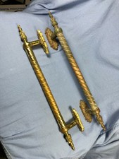 B-1    ANTIQUE PAIR 20 INCH Ornate Door Push-Pull Handle Hardware Brass-Bronze