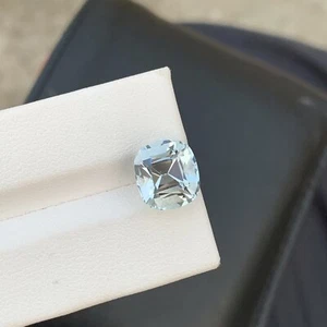 4.85 Cts Natural Eye Clean Blue Aquamarine 10mm Cushion Cut Loose Stone Pakistan - Picture 1 of 8