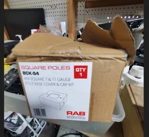 RAB 4in Square 7 & 11 Gauge Pole Base Cover & Cap Kit BCK-S4 - New Open Box - Picture 1 of 1