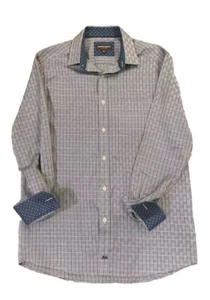 Johnston & Murphy Hemd Herren mittelblau rot kariert Button Down Flip Cuff - Bild 1 von 5