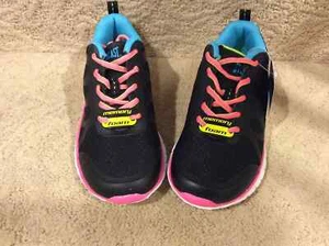 New Kids Girls Size 13 EVERLAST Artifice Black Neon Sneaker Memory Foam - Picture 1 of 3