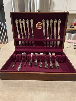 Vintage 1847 Rogers Bros. Reflection Silverware 52 Pieces With Storage Box - Image 1 of 4