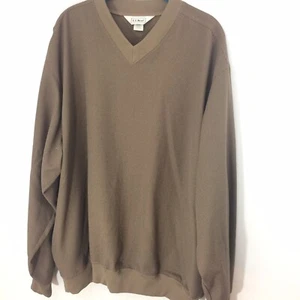 LL Bean Shirt Men’s XL Brown V Neck Pullover Knit Golf Sweater - Picture 1 of 8