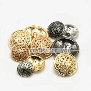 6PCS 15MM-28MM RETRO METAL SHANK BUTTONS ROUND SEWING CRAFTS FOR CLOTHING/ BAG - Picture 1 of 12
