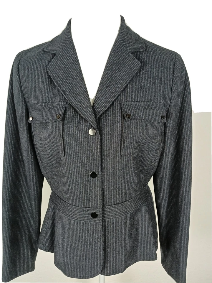 Larry Levine Nuevo Mujer Talla 10 Azul Rayas Mezcla Lana Traje Chaqueta Separada S68 Foto 1 de 4