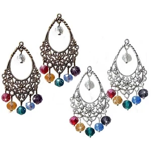 Earrings chandelier, Chakra Rainbow crystal, choose clip on or pierced - Bild 1 von 4