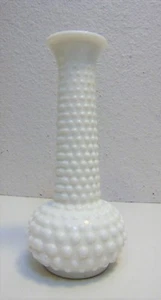 Vintage E O Brody White Milk Glass Hobnail Floral Flower Vase 7.5” Tall Skinny - Picture 1 of 7
