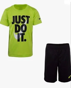 Nike Jungen Dri-Fit T-Shirt & Shorts 2-teiliges Set schwarz mit Cyber 3T - Bild 1 von 1