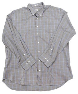 Peter Millar langärmelig beige blau weiß kariert Kleid mit Knopfleiste XL - Bild 1 von 5