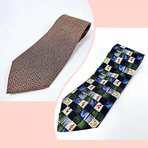 Lot of 2 DUNHILL Men's 100% Silk Necktie Tie ITALY Designer Authentic - Picture 1 of 19