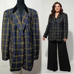 Basler Woolen Jacket in a Check Size 48/2xl, Velvet Collar. - Picture 1 of 18