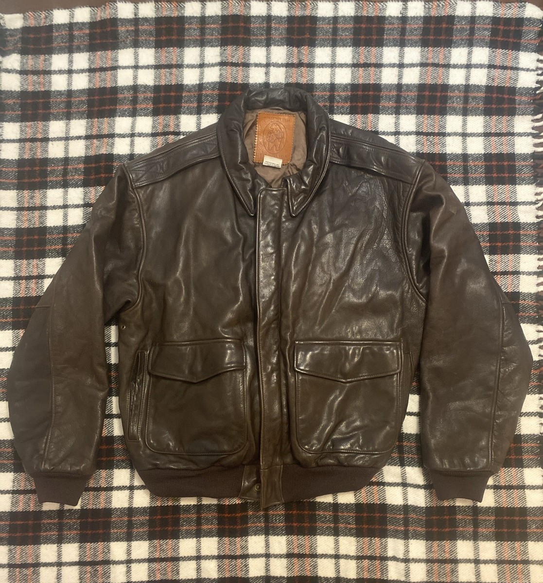 ※専用　vintage A2 jacket Vintage A2-Style Leather Flight Jacket Bomber Jacket Map