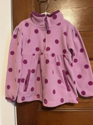 4T Purple Fleece Pullover Sweatshirt Polka Dot Top Full Zip Mock Neck Girls Kids - Image 1 of 4