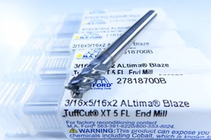LOT ( 5 PCS ) M.A.FORD 3/16" VARIABLE HELIX SOLID CARBIDE ALTIMA BLAZE END MILLS - Picture 1 of 4