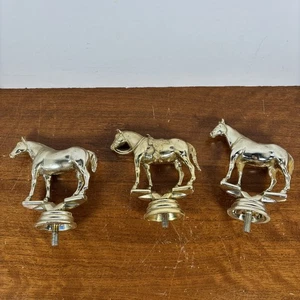 Lot 3 Vintage Horse Show Trophy Toppers 1970s Western Saddle Plastic Brass Look - Picture 1 of 10