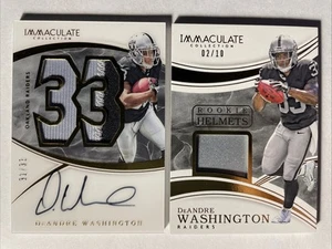 Immaculate Deandre Washington 2016 parche de acetato de novato automático/33 + casco/10 - Imagen 1 de 5