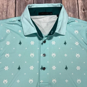 Camisa Greyson Polo Wolf Logo Estampado Completo Mediana Para Hombre Verde Elastizada Golf AOP - Imagen 1 de 9