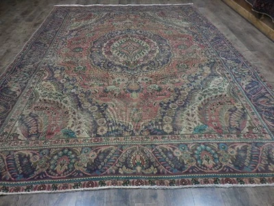 Alfombra turca vintage, alfombra turca tribal geométrica anatolia hecha a mano 8,2x11 pies Foto 1 de 4