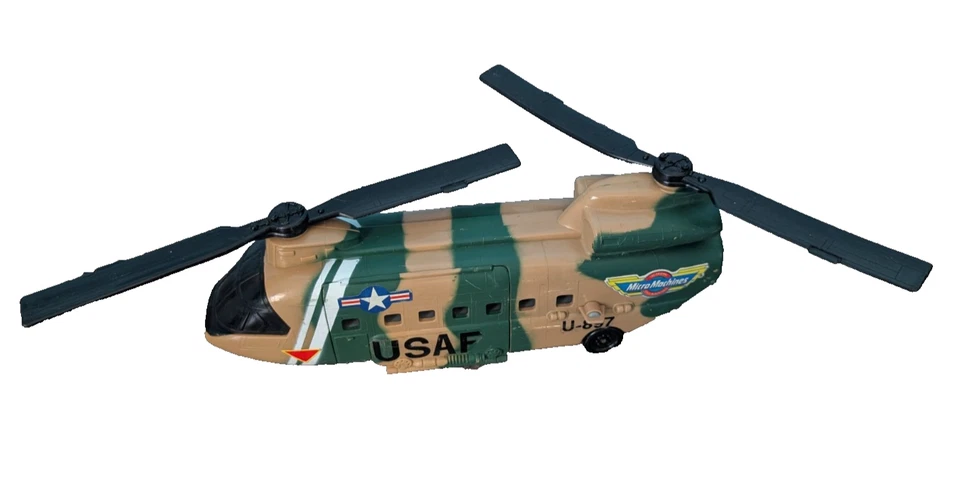 De colección 1989 Galoob Micro Máquinas Transporte Militar Helicóptero Chinook U-897 Foto 1 de 4