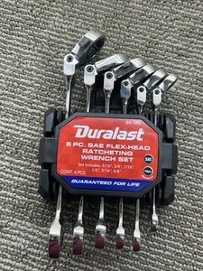 NEW Duralast 64-125 6 pc Flex-Head Ratchet Wrench Set - SAE 31453 - Picture 1 of 3