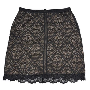 WILFRED Aritzia Lace Mini Skirt Sz 4 Black Nude Lining - Picture 1 of 5