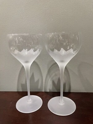 Vintage Rosenthal Crystal Glass Lotus Blossoms 8 1/8" Goblets Frosted Bases - Image 1 of 3