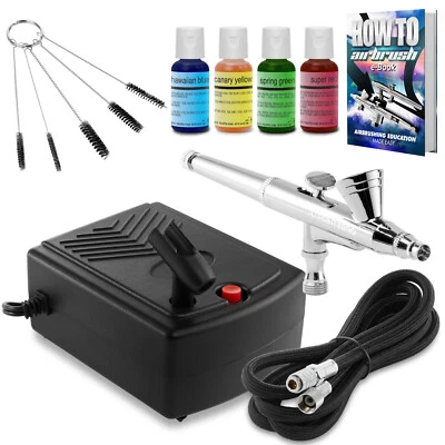 POINTZERO Cake Airbrush Decorating Kit - Airbrush, Compressor, and 4 Chefmaster Colors